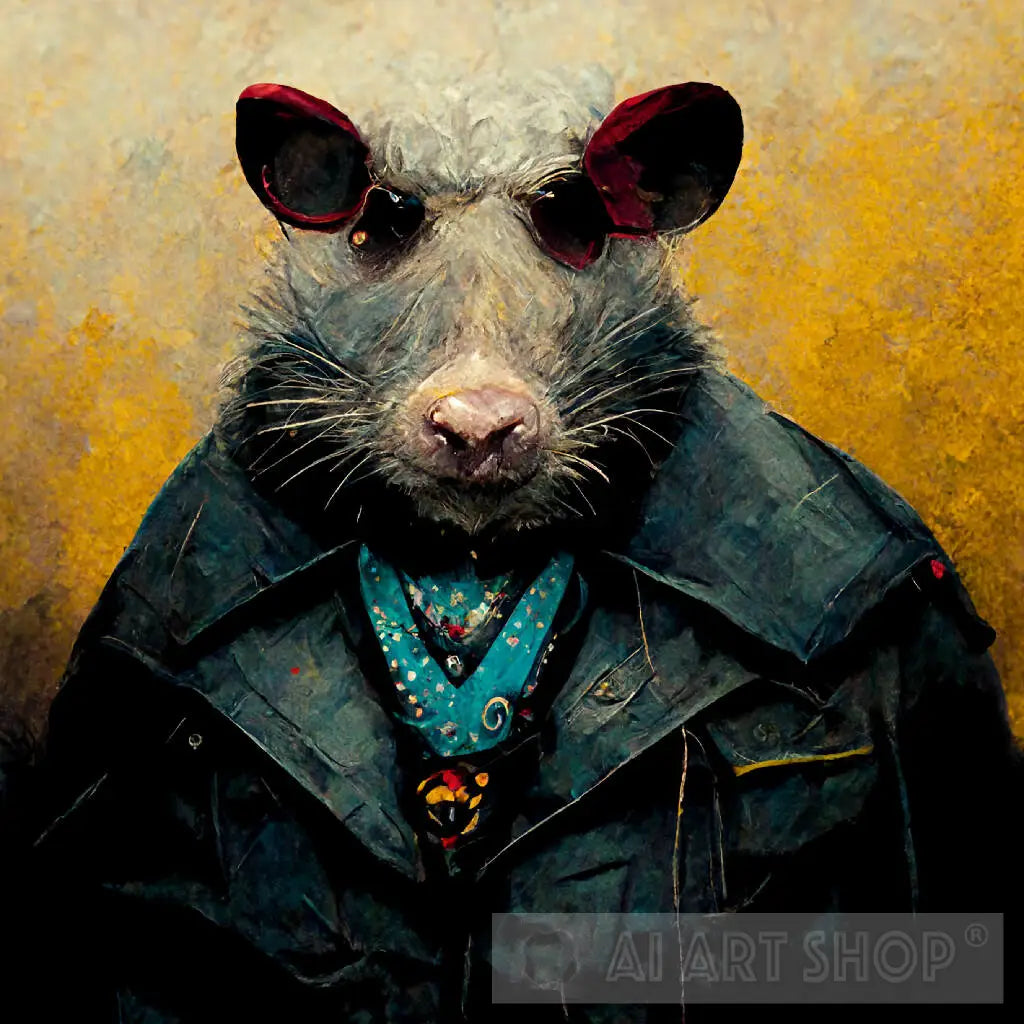 Ai generated cool dude rat with jacket creative illustration