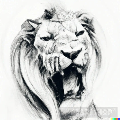 greyscale roaring lion black and white artwork  Interior Design Ideas