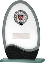 Load image into Gallery viewer, Glass With Badge Oval Plaque Trophy
