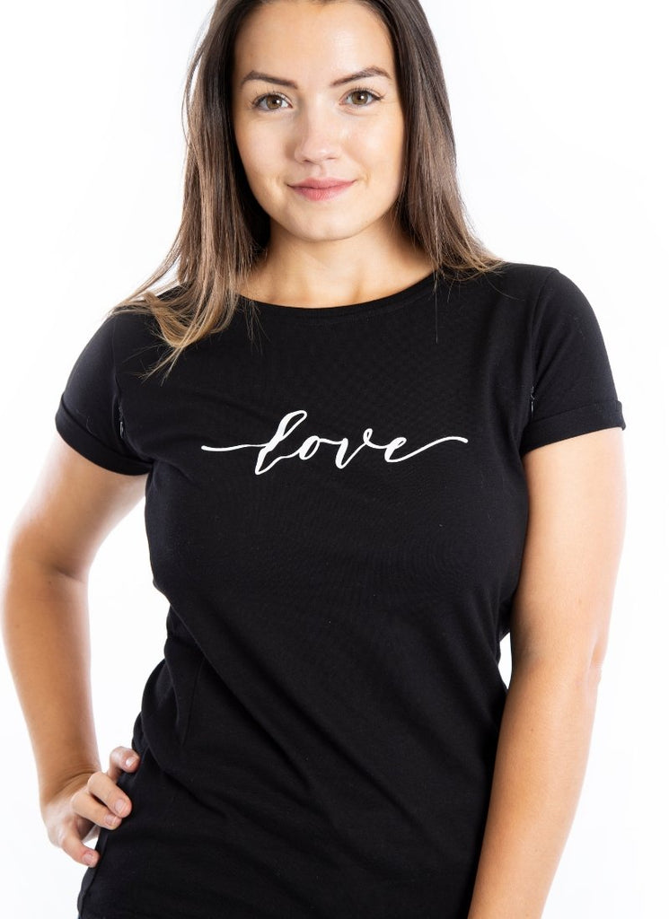 LOVE Breastfeeding T-shirt with Zips - Black (Organic Cotton) – The ...