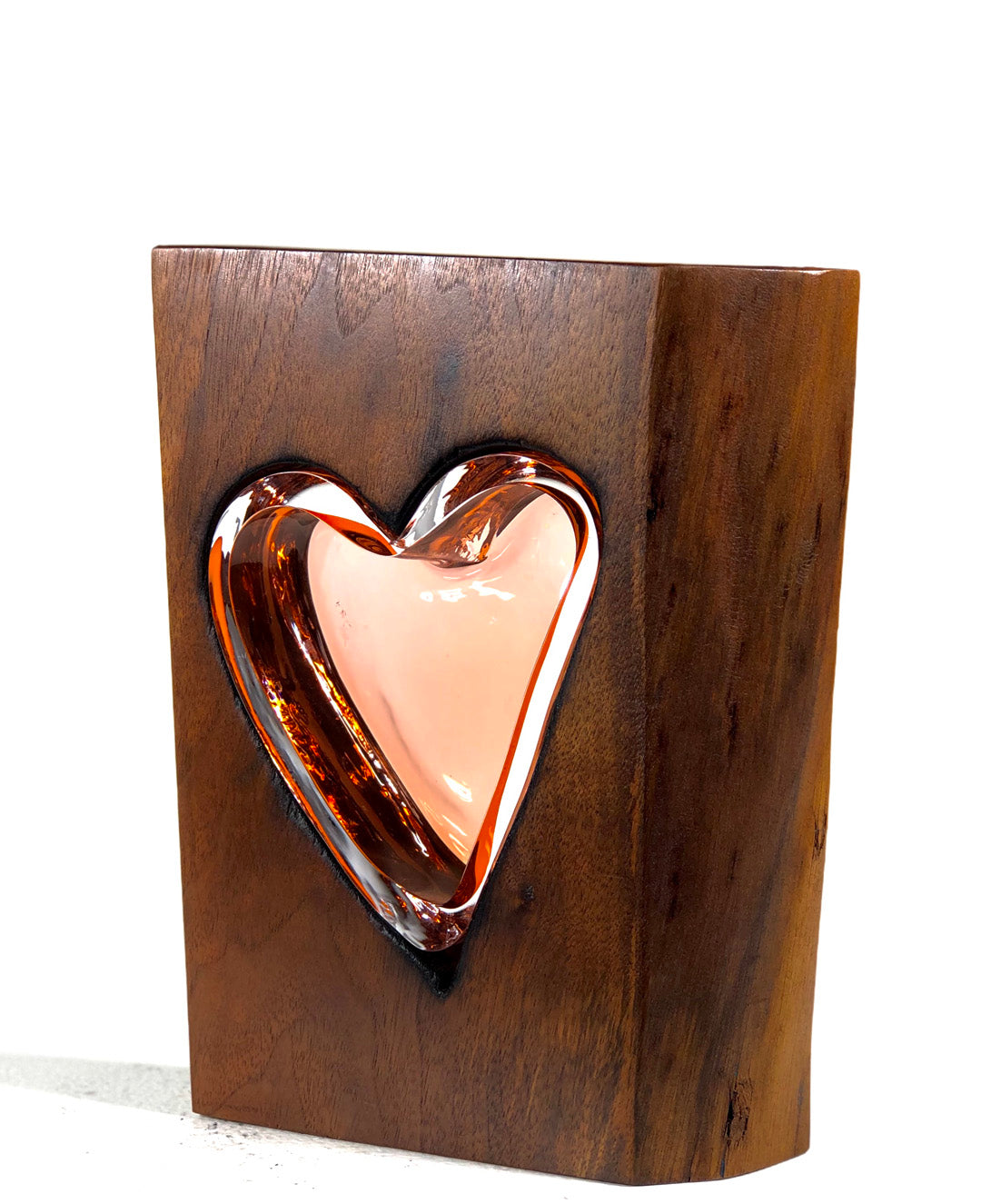 Zebra Wood Heart with Handblown Amethyst Glass - Scott Slagerman Glass