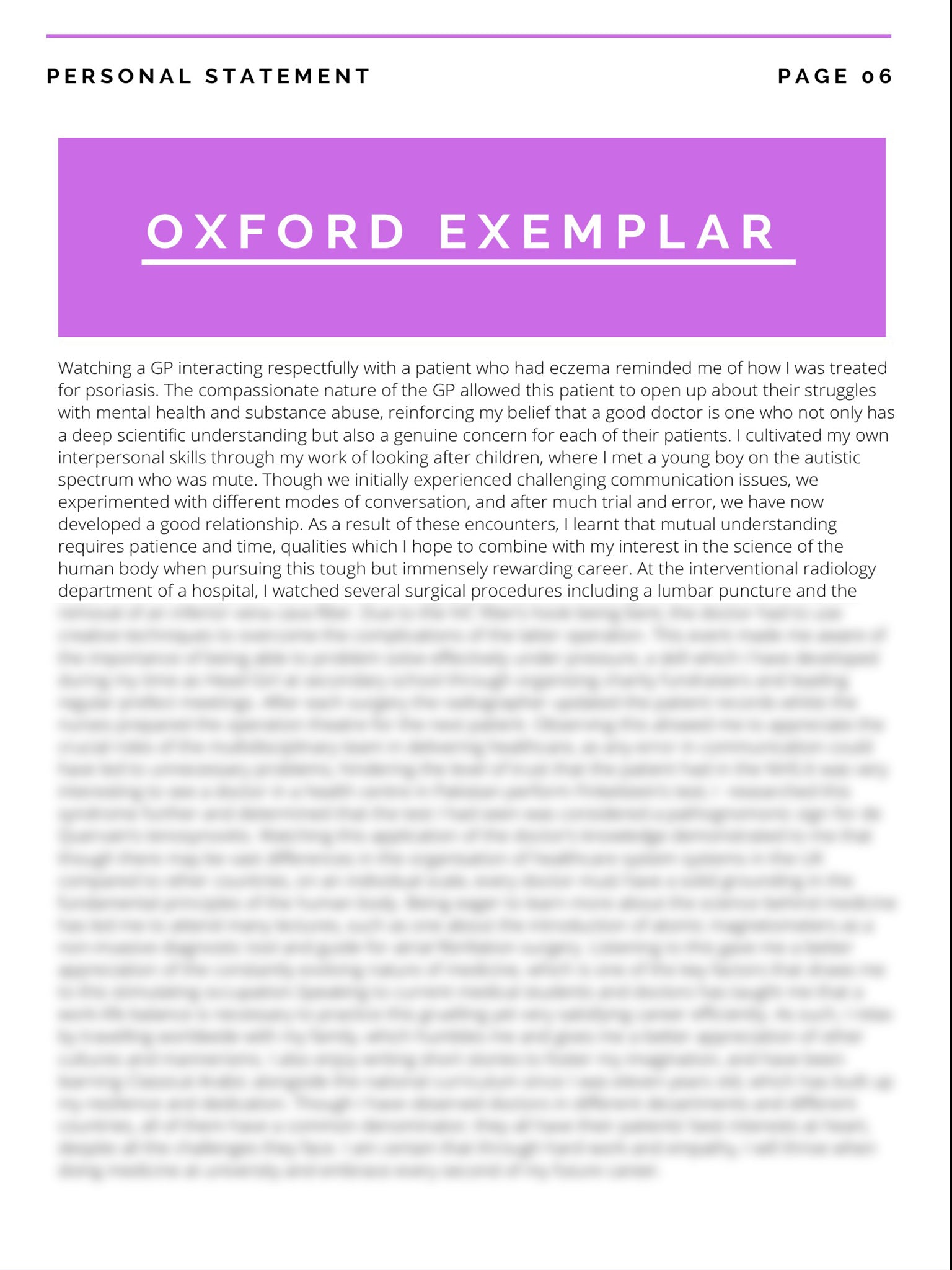 medicine personal statement examples oxford