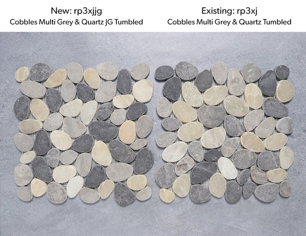 rp3xjjg Cobbles Multi Grey & Quartz JG Tumbled compared to rp3xj Cobbles Multi Grey & Quartz Tumbled