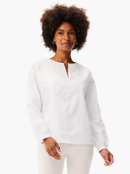 Nic + Zoe White Subtle Soutache Blouse