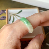 17.8mm A-Grade Natural Floral Imperial Green Jadeite Ring Band No.162147
