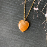 SOLD OUT: A-Grade Natural Orange Jadeite Heart Pendant No.171728
