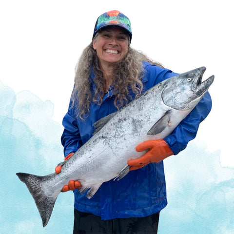 Fisher(wo)man with a Copper River King Salmon