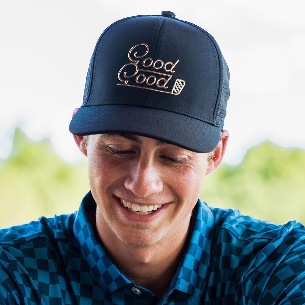 Good Good Golf Men's High Gloss Life Trucker Golf Hat, Black