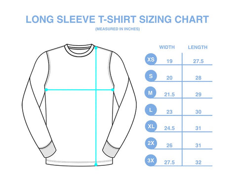 Long Sleeve T-Shirt Sizing Chart