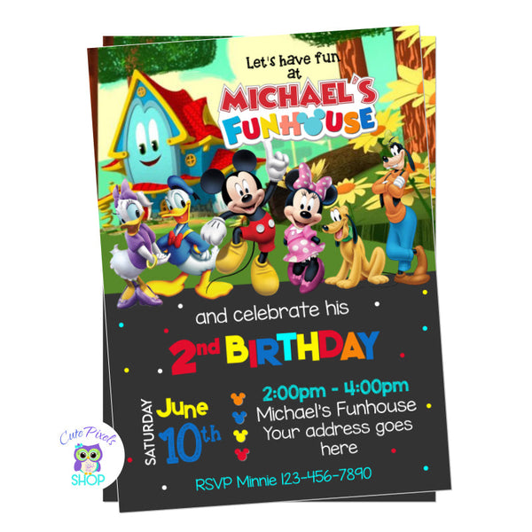 Simple Modern Mickey & Friends Birthday Invitation