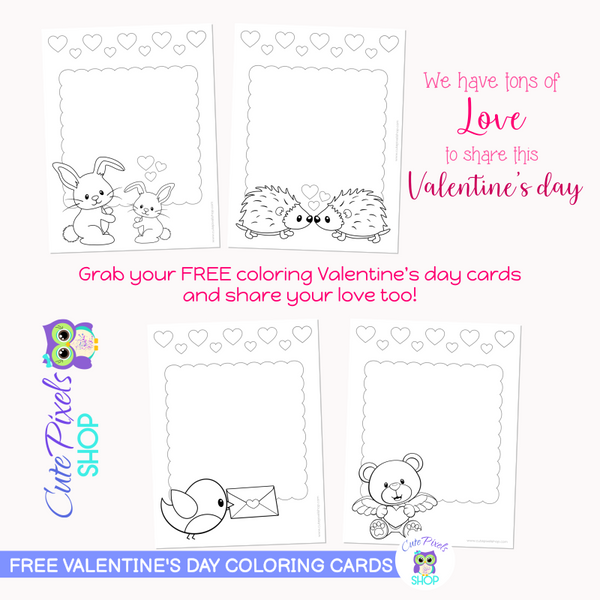 Valentine's Day FREE Coloring Cards