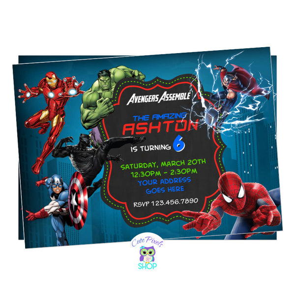Invitation Marvel, Avengers - Anniversaire