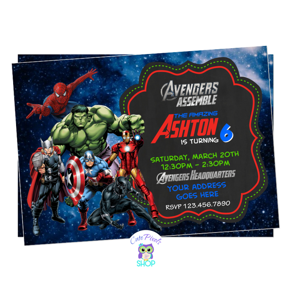 Avengers Birthday Invitation - Superhero Invitation – Cute Pixels Shop