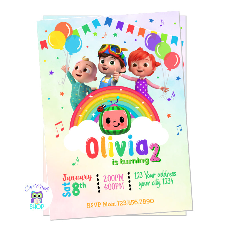 Cocomelon Invitation - Cocomelon Birthday Invite – Cute Pixels Shop