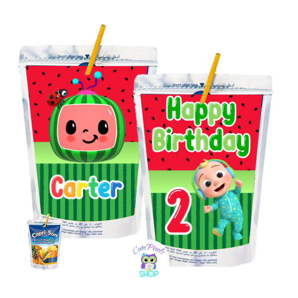 DIGITAL or PRINTED Cocomelon Pop Top Water Bottle Label Birthday Party