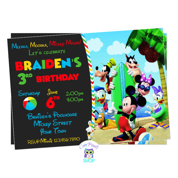 Simple Modern Mickey & Friends Birthday Invitation