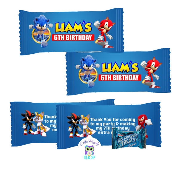 20 Sonic Hedgehog 2 x 4 Water Bottle Label Sticker Party Favor