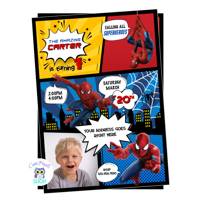 Spiderman Invitation - Superhero Birthday – Cute Pixels Shop