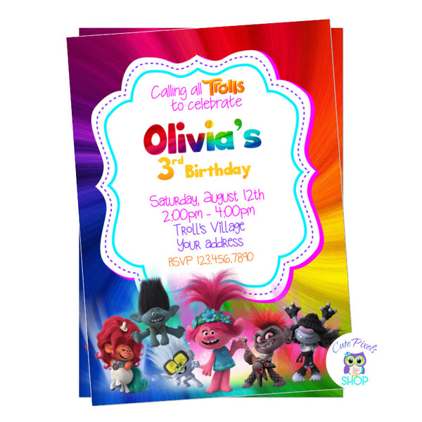 Trolls party supplies Invitation Cards