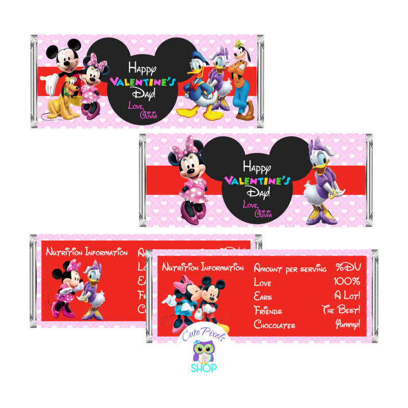 Valentine's Day Candy Bar Wrappers - Minnie Mouse Chocolate wrappers – Cute  Pixels Shop