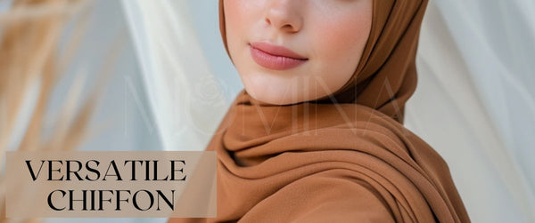 A hijabi wearing a toasty brown colored Chiffon hijab from Momina Hijabs
