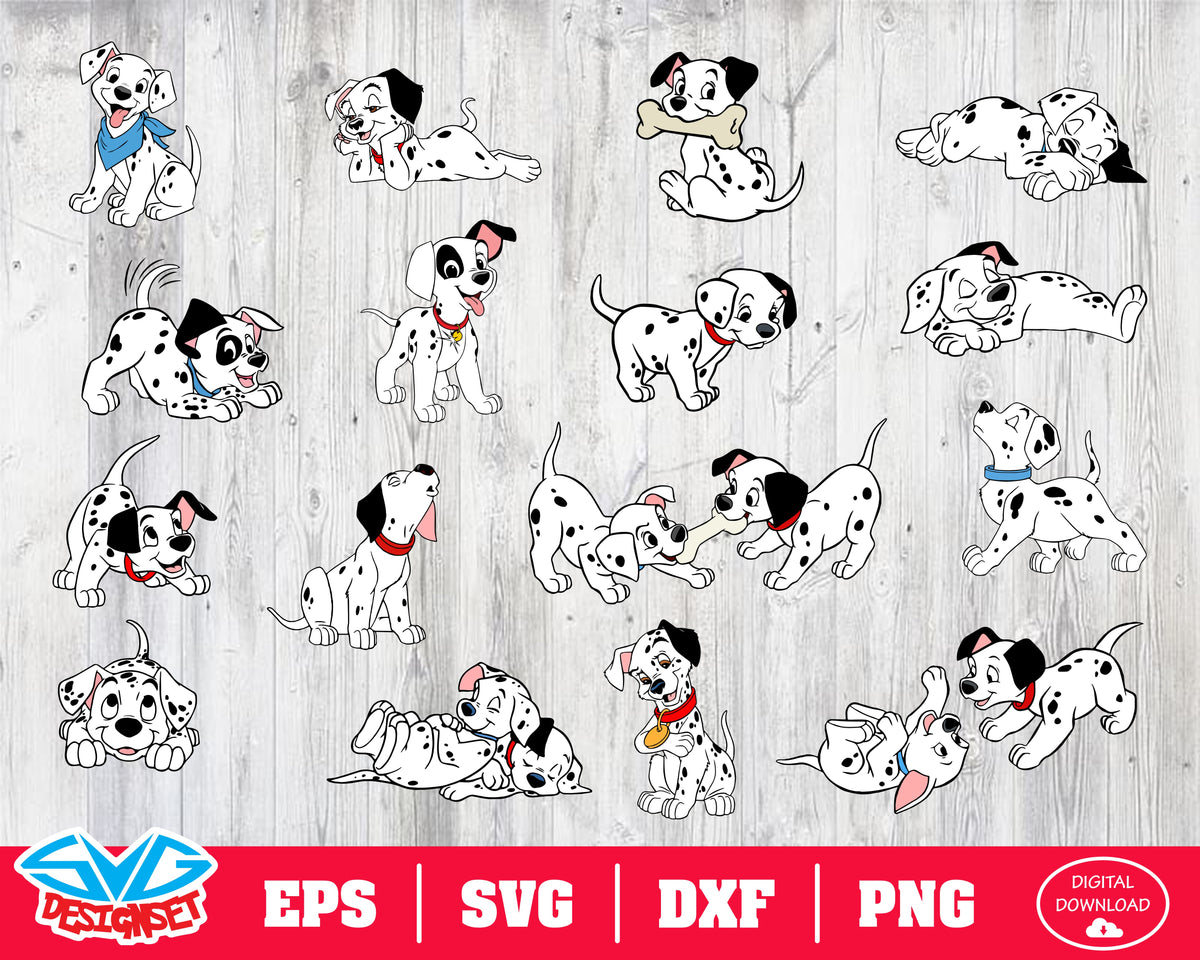 101 Dalmatians Svg, Dxf, Eps, Png, Clipart, Silhouette and Cutfiles