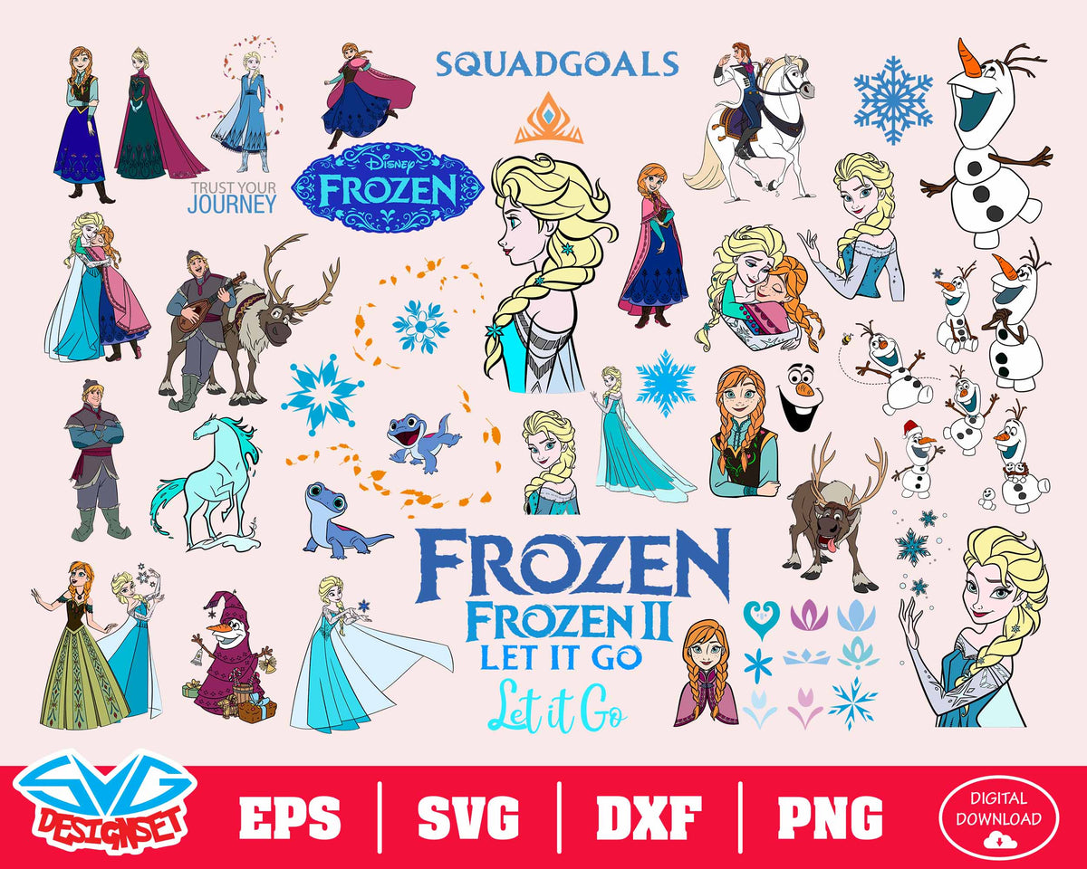 Frozen Svg, Dxf, Eps, Png, Clipart, Silhouette and Cutfiles