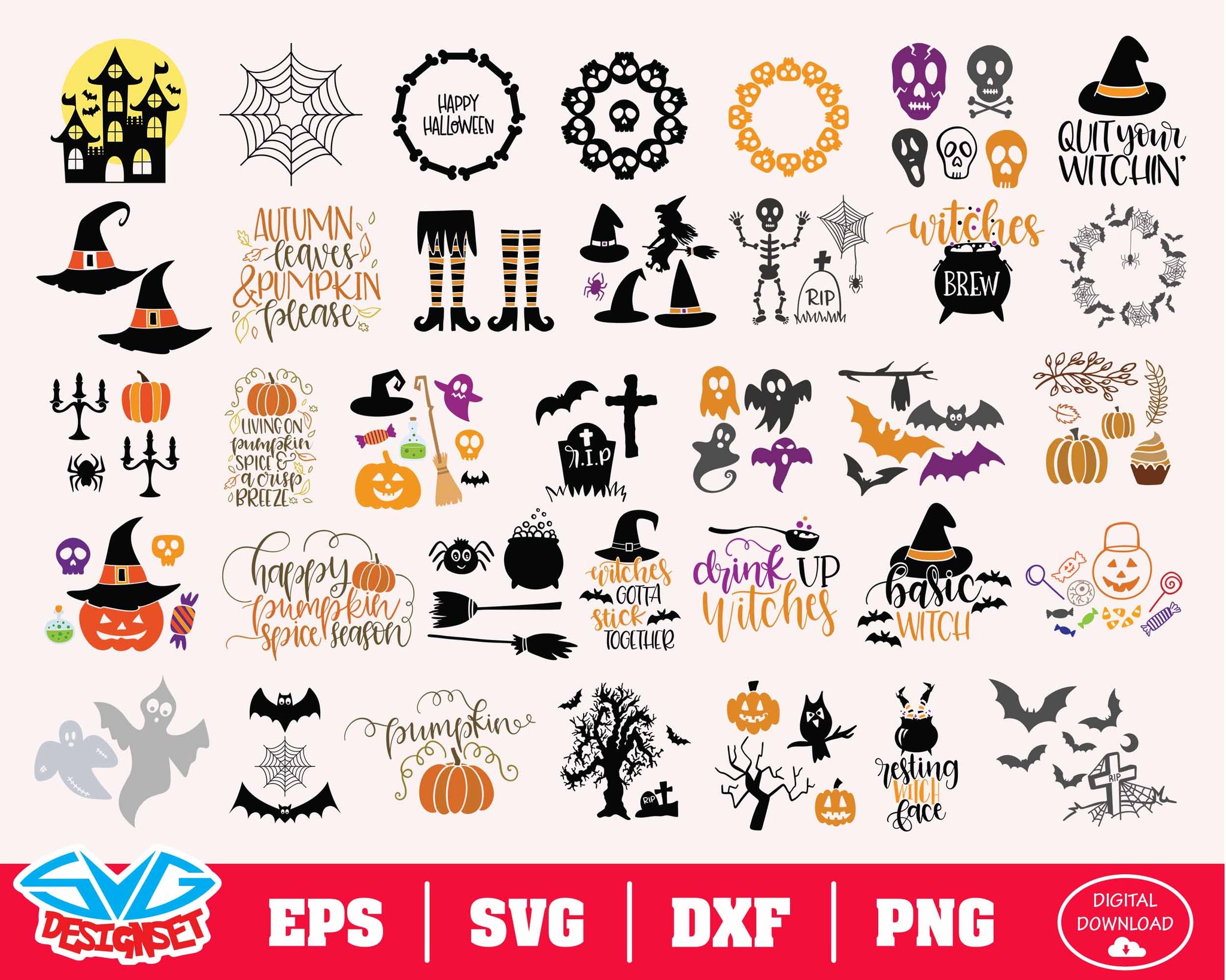 Download Halloween Bundle Svg, Dxf, Eps, Png, Clipart, Silhouette ...