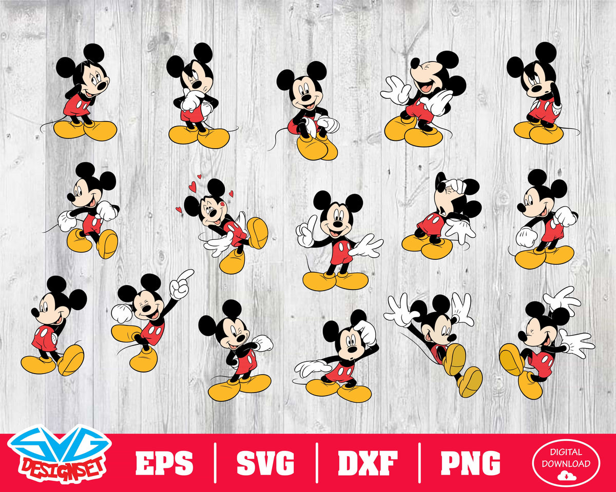 Mickey mouse Svg, Dxf, Eps, Png, Clipart, Silhouette and Cutfiles