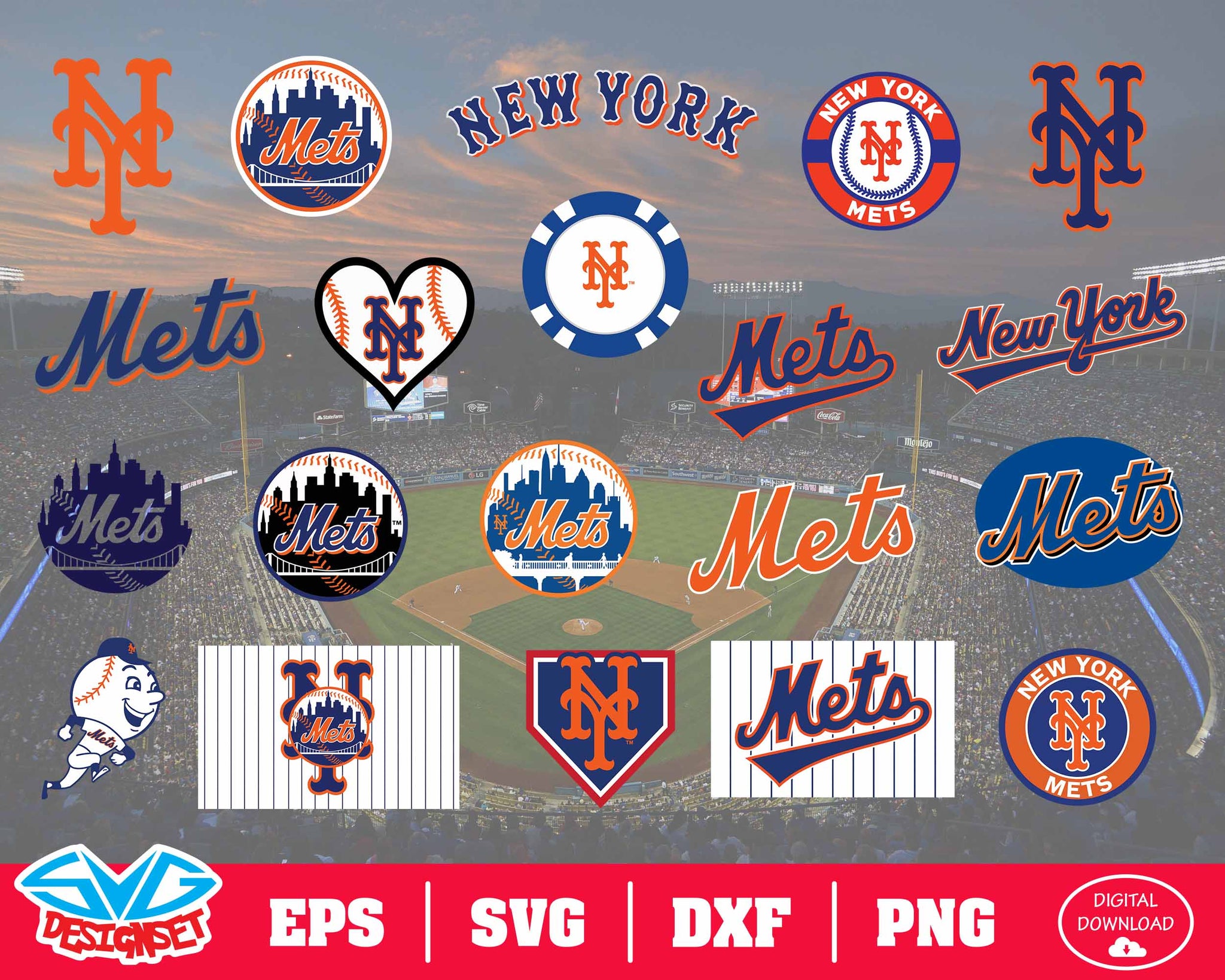 New York Mets Team Svg, Dxf, Eps, Png, Clipart, Silhouette and Cutfile