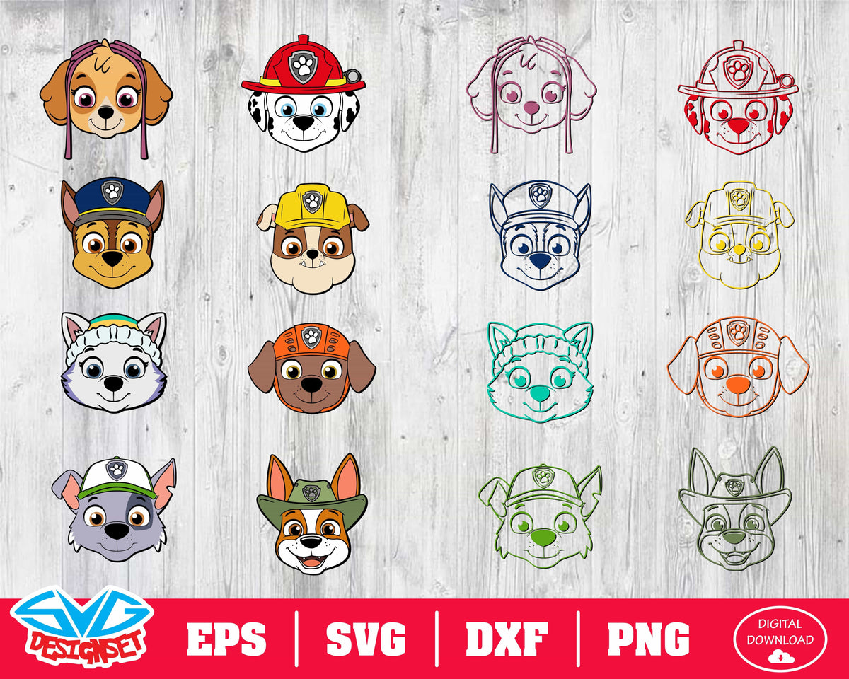 Paw Patrol Face Svg Dxf Eps Png Clipart Silhouette And Cutfiles