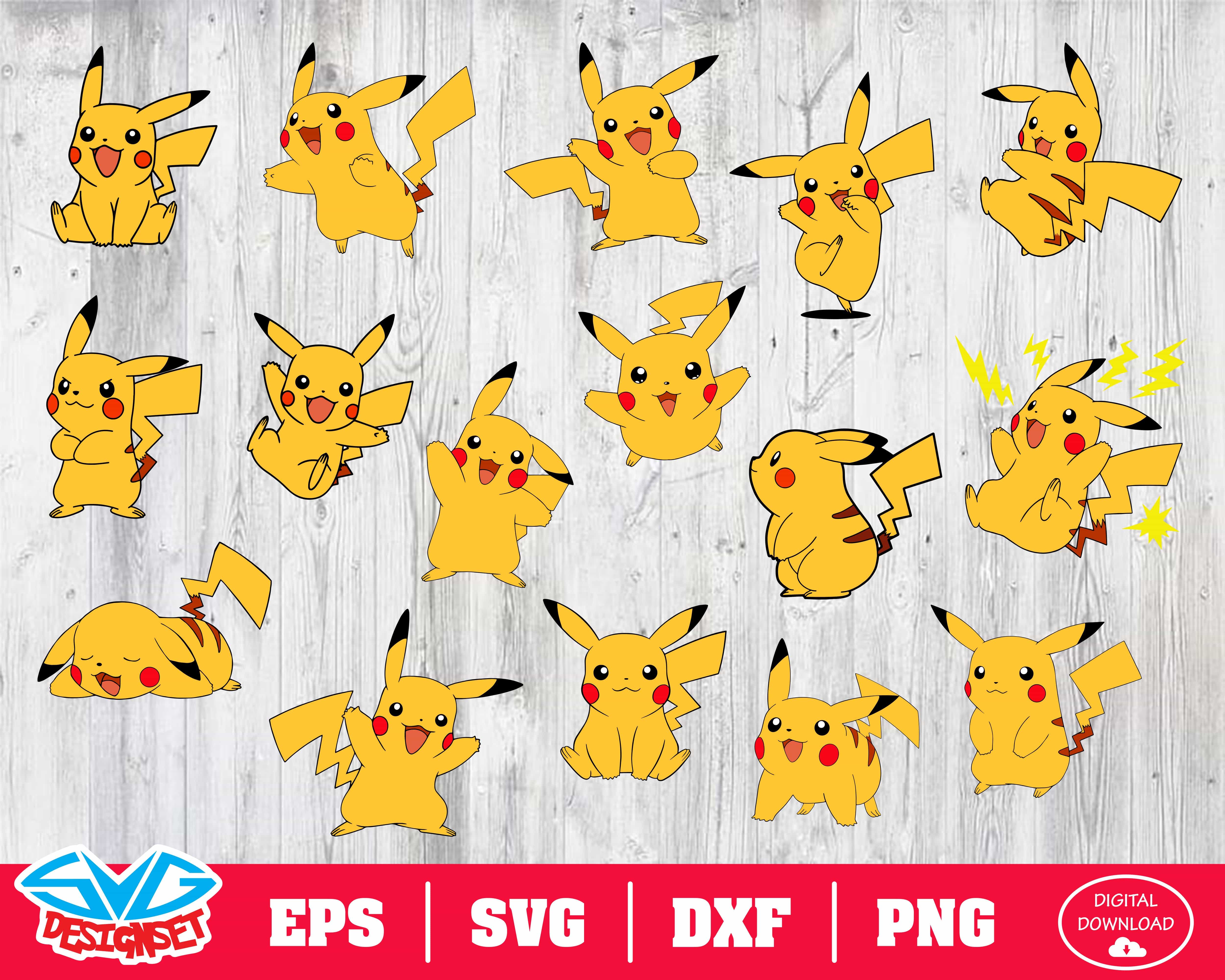 Pikachu Svg Dxf Eps Png Clipart Silhouette And Cutfiles