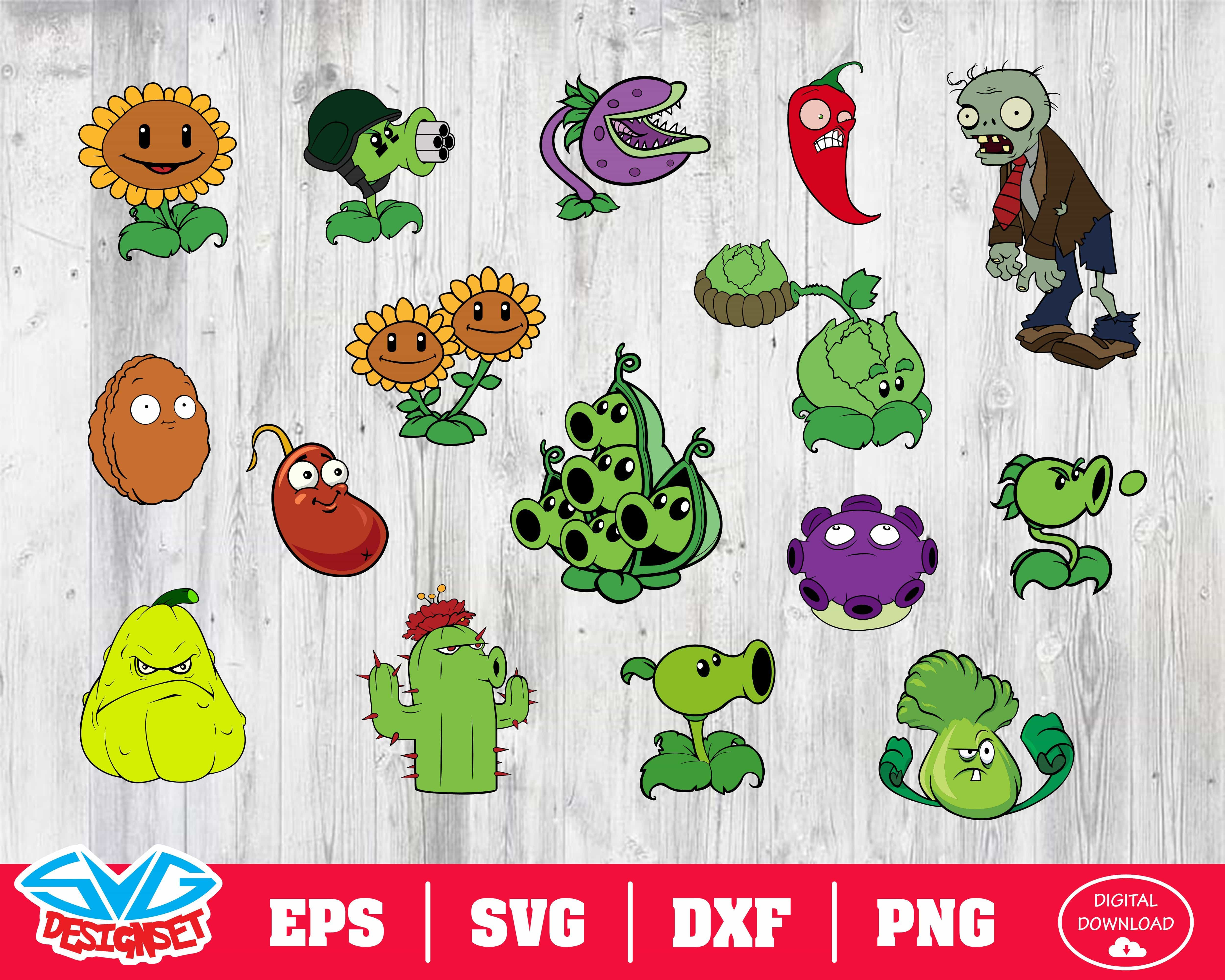 Download Plants Vs Zombies Svg Bundle Clip Art Image Files Craft Supplies Tools Delage Com Br