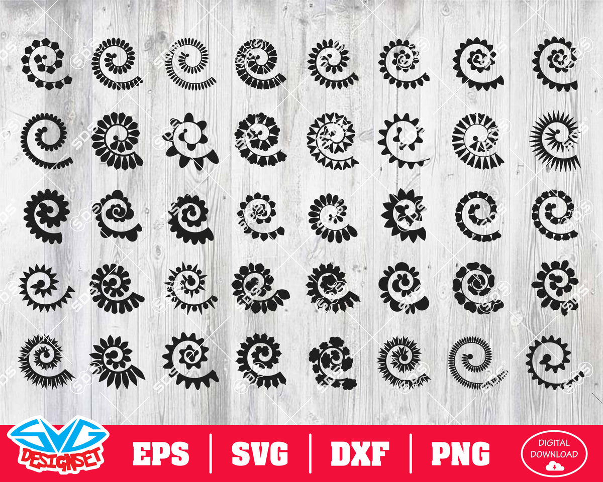 Rolled flowers Svg, Dxf, Eps, Png, Clipart, Silhouette and Cutfiles