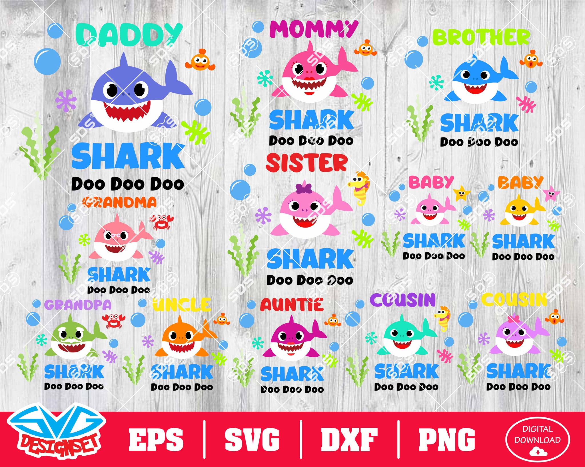 Download Shark Bundle Svg Dxf Eps Png Clipart Silhouette And Cutfiles 5