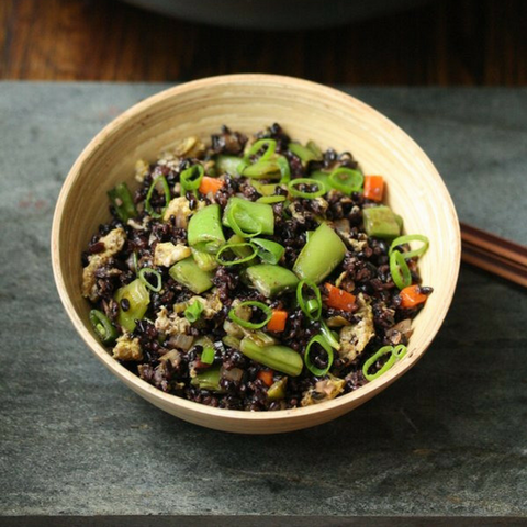Black Fried Rice With Snap Peas and Scallions