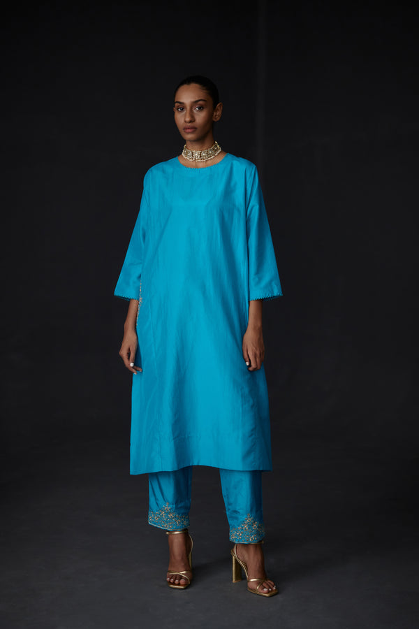 Buy Turquoise Blue Printed Kurta Online - W for Woman