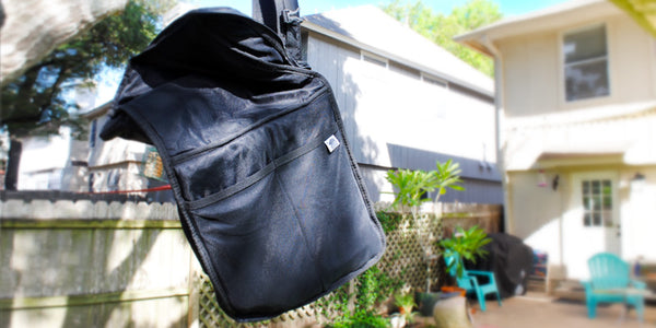 Roll Top Backpack hang drying inside out
