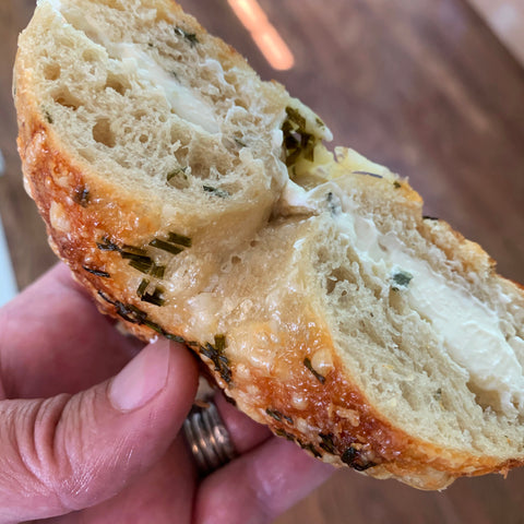 Cheddar Chive Bagel with cream cheese