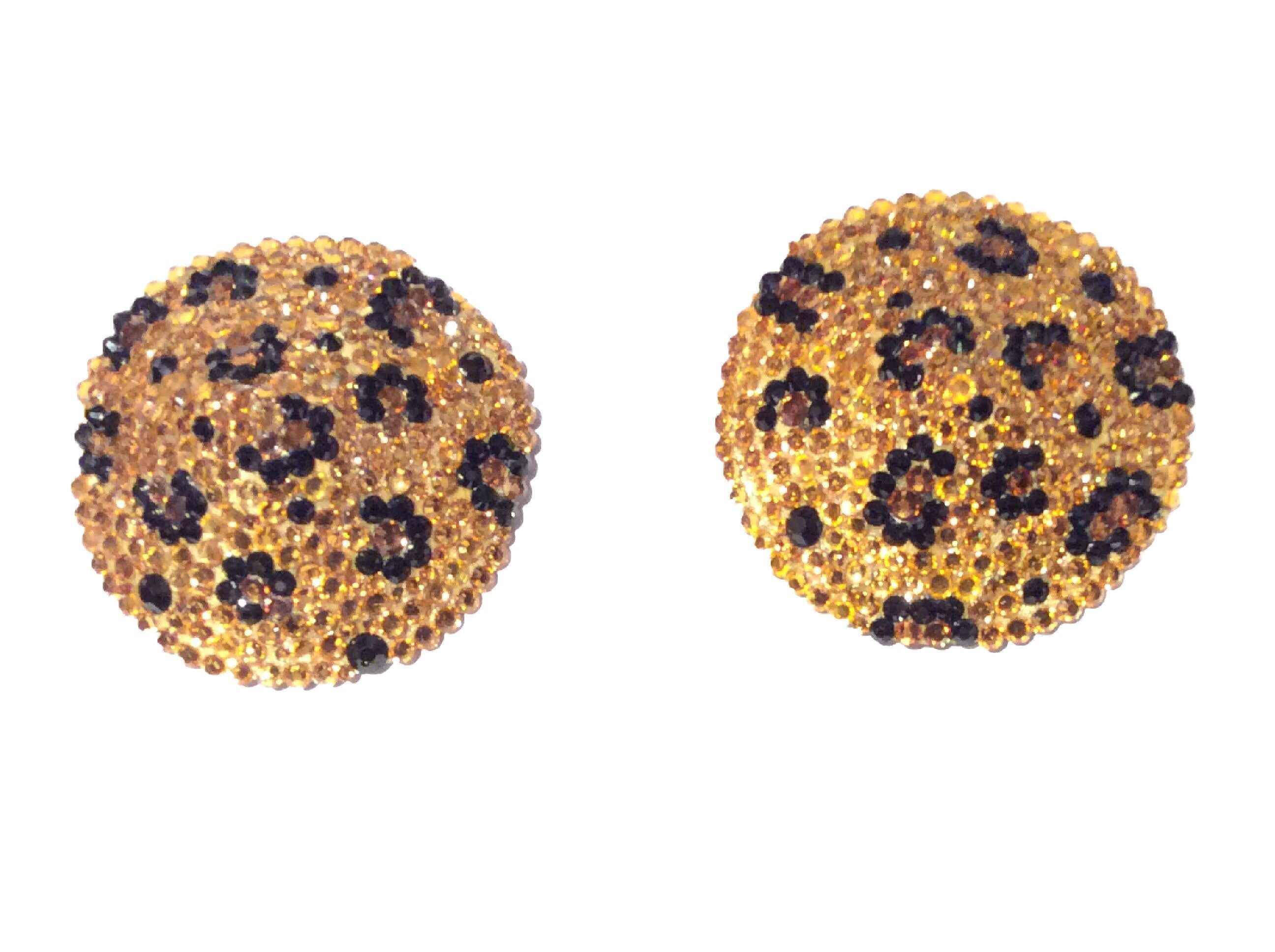 Round Leopard Print Crystal Nipple Pasties