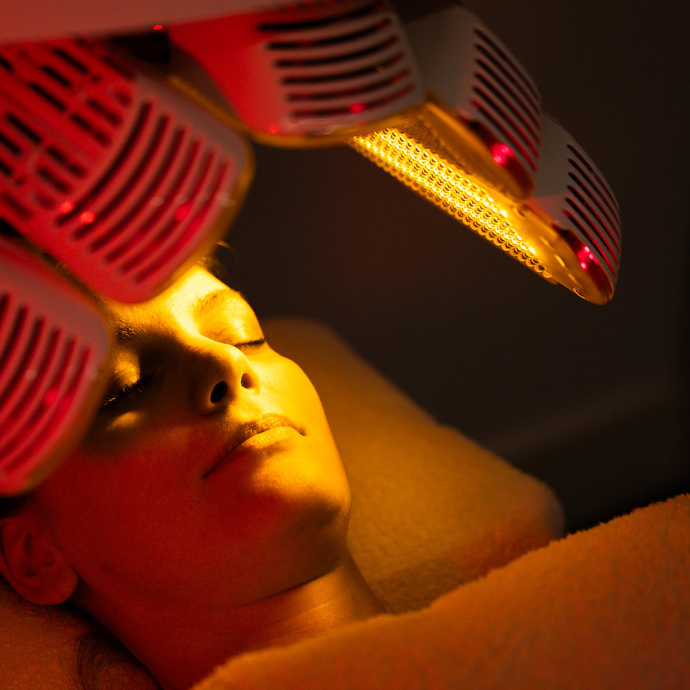 Female Under Healite II Led Phototherapy Treatment At Botanica Wellness Spa And Clinic