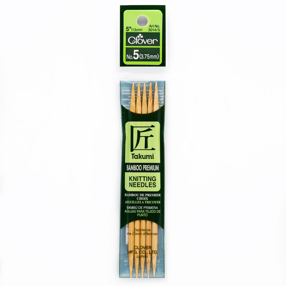 Clover Takumi Bamboo Double Point Knitting Needles - 7 inch Size 15