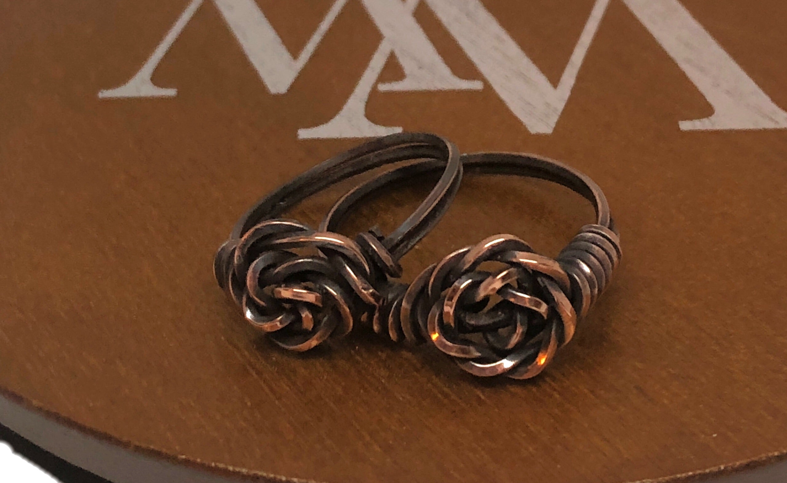 Wire Wrapped Twisted Copper Rose Ring