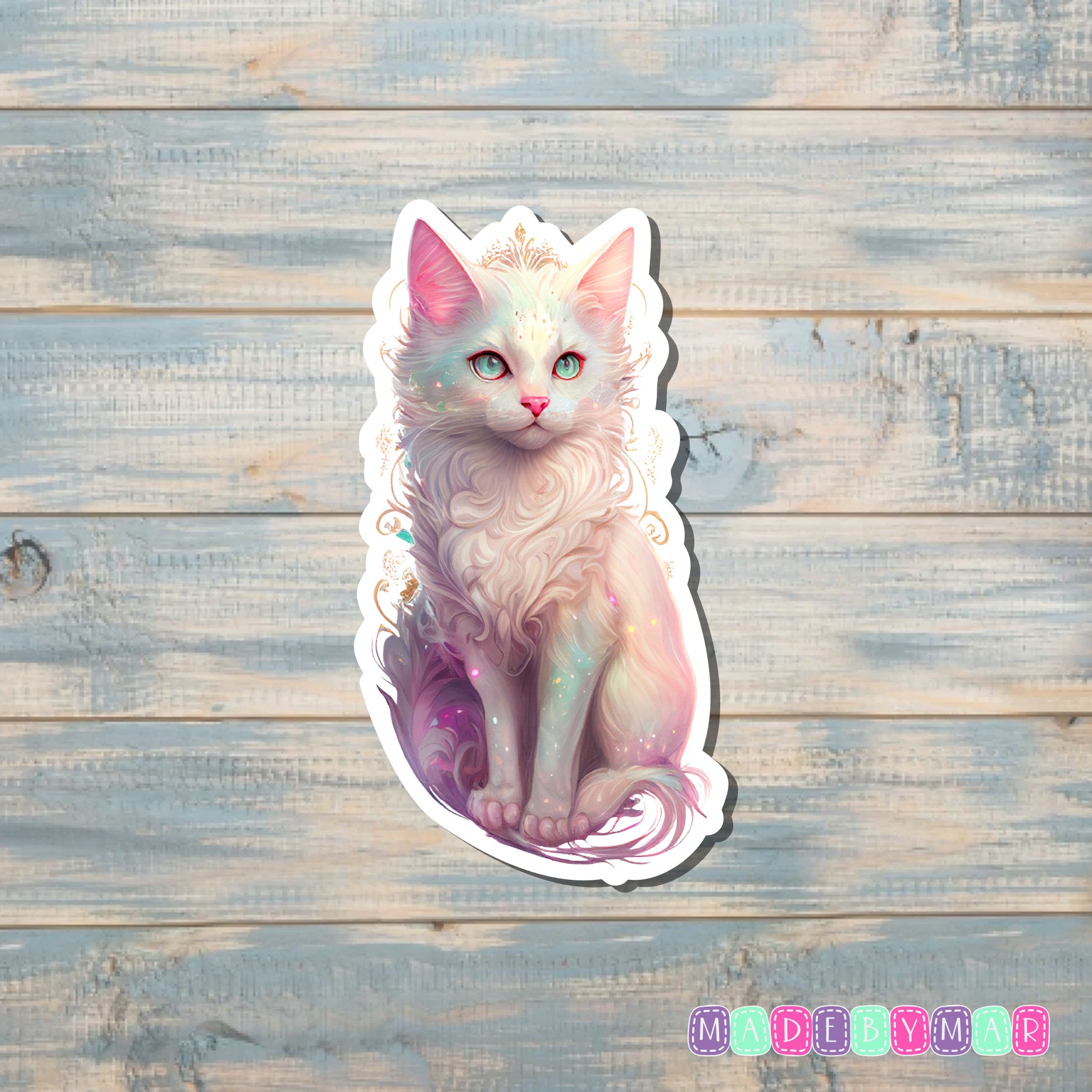 White Kitty Cat | Sticker or Magnet | Cat Mom