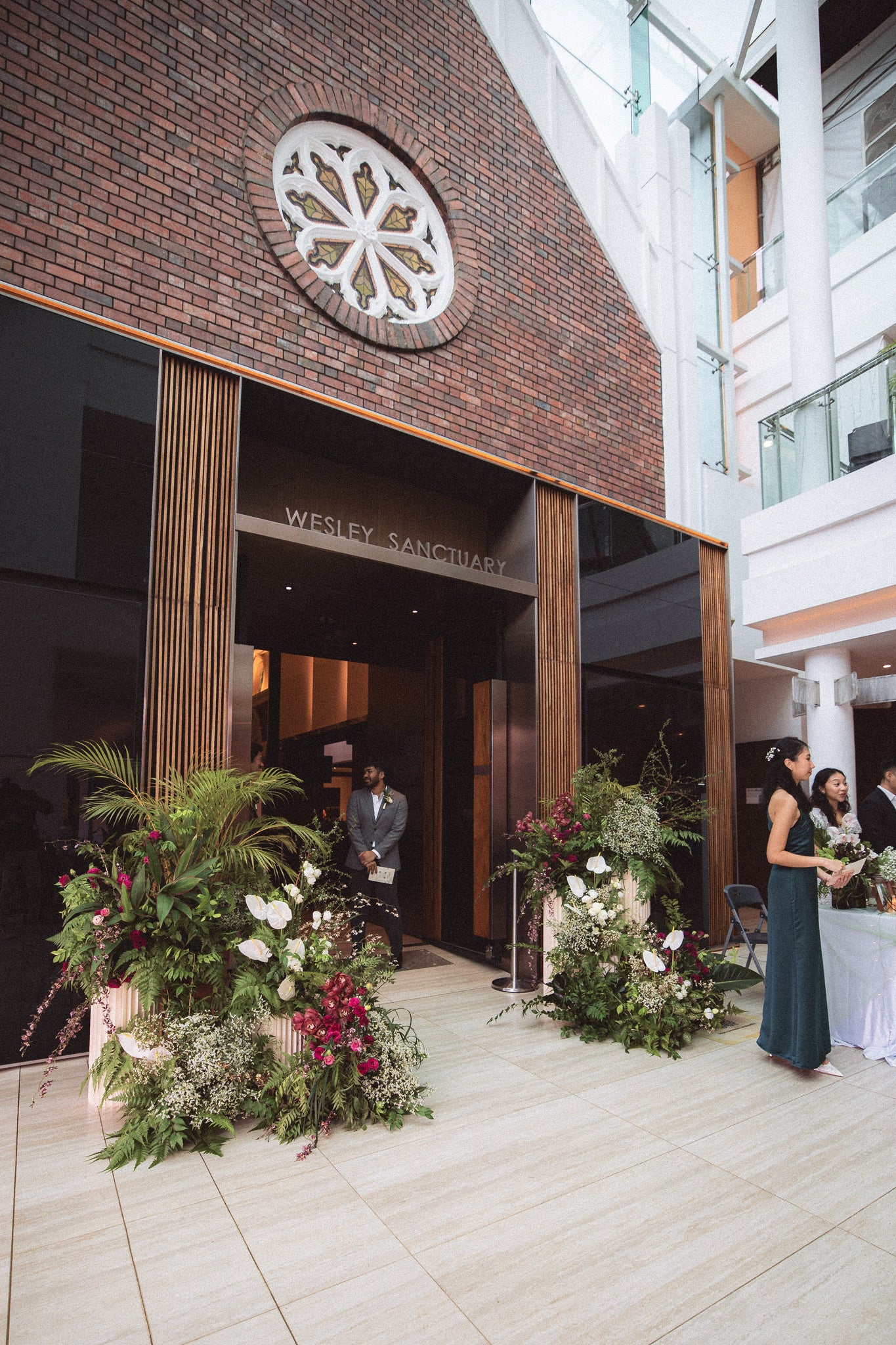 Botanical Floral Entrance Display for Wedding at Welsey Church 01