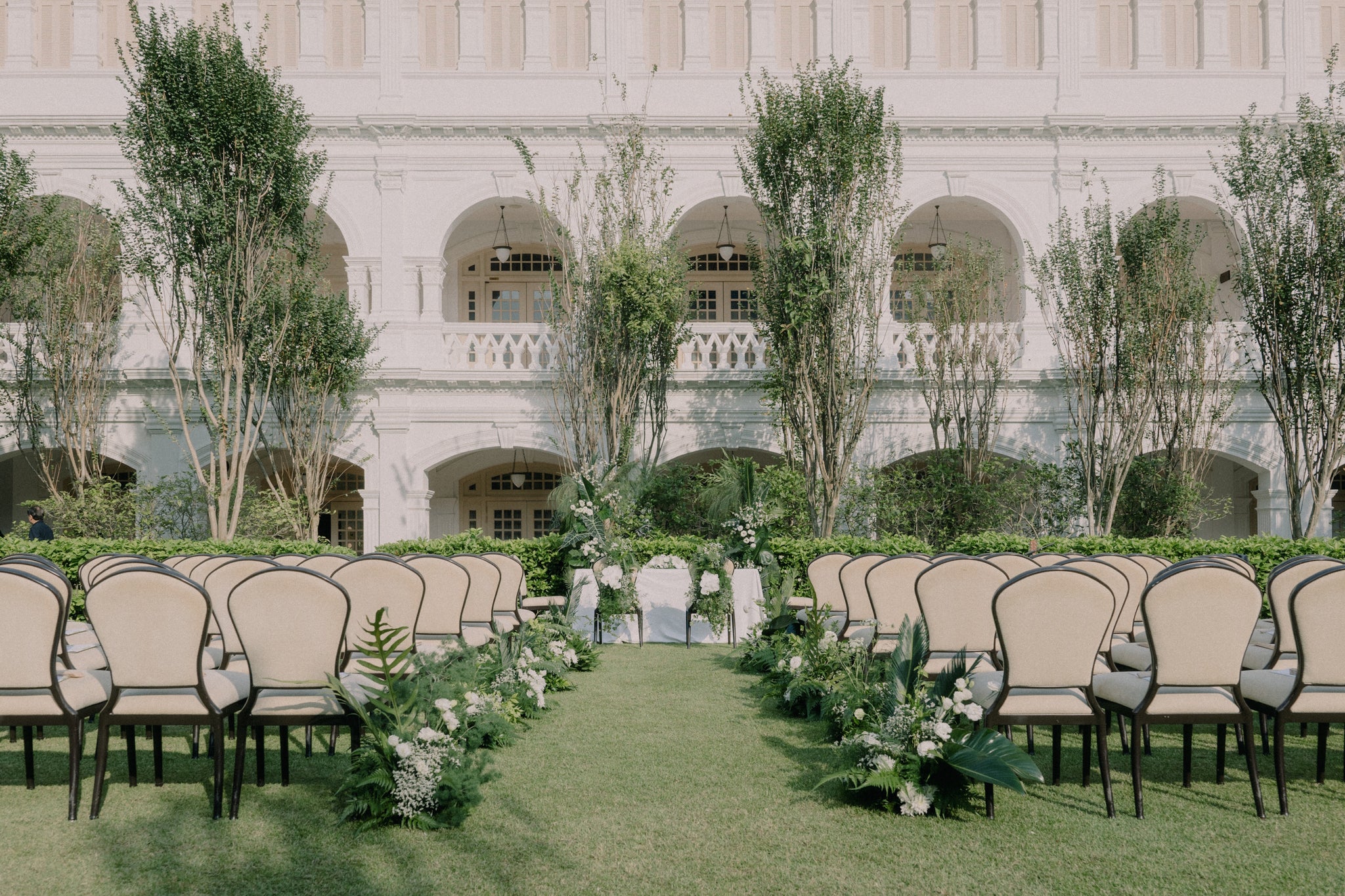 botanical tropical arch for green wedding solemnisation at raffles hotel singapore 01