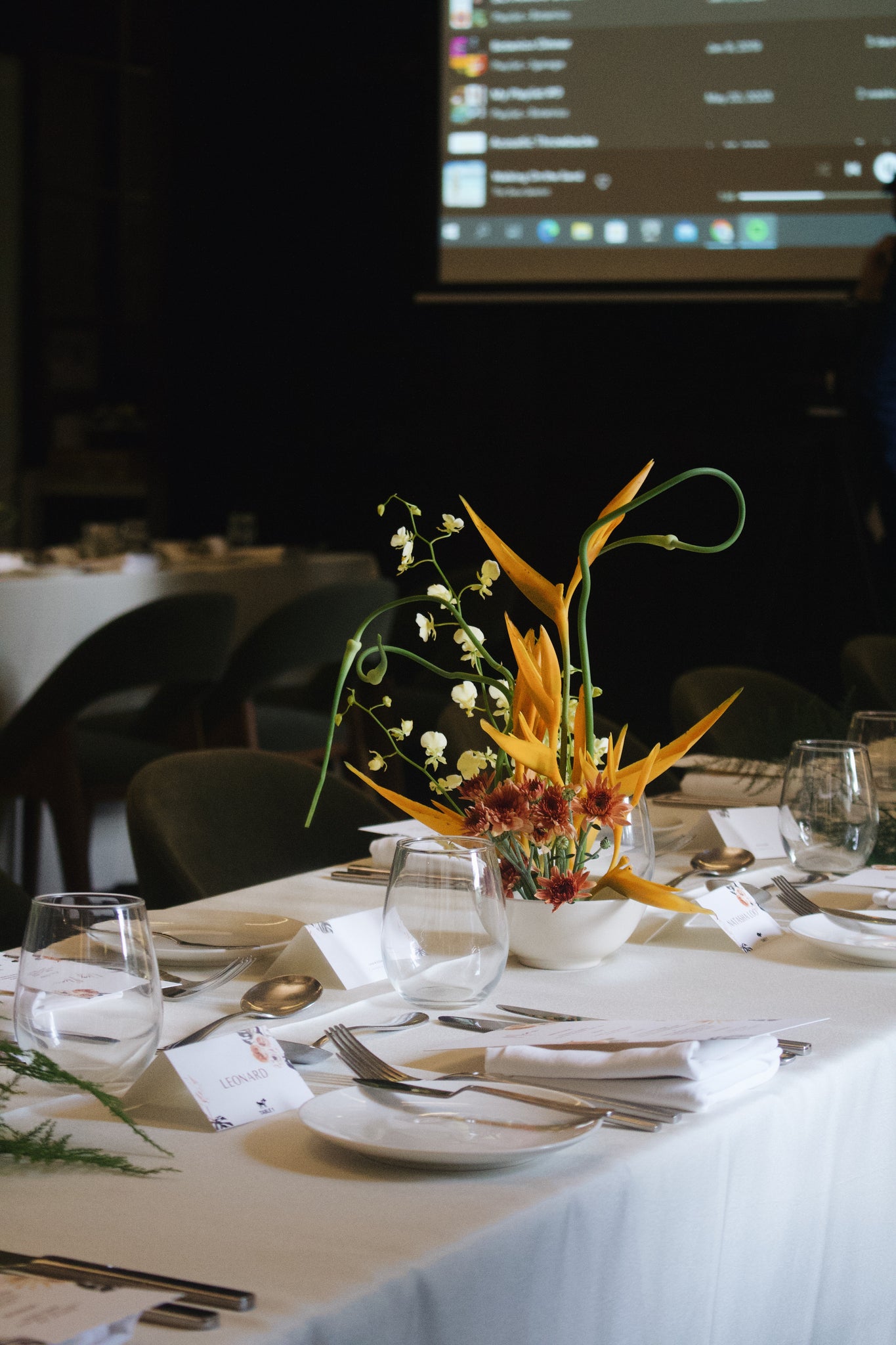 Bright, Vibrant, Tropical Ikebana Floral Table Centrepieces for Wedding at Botanico 05