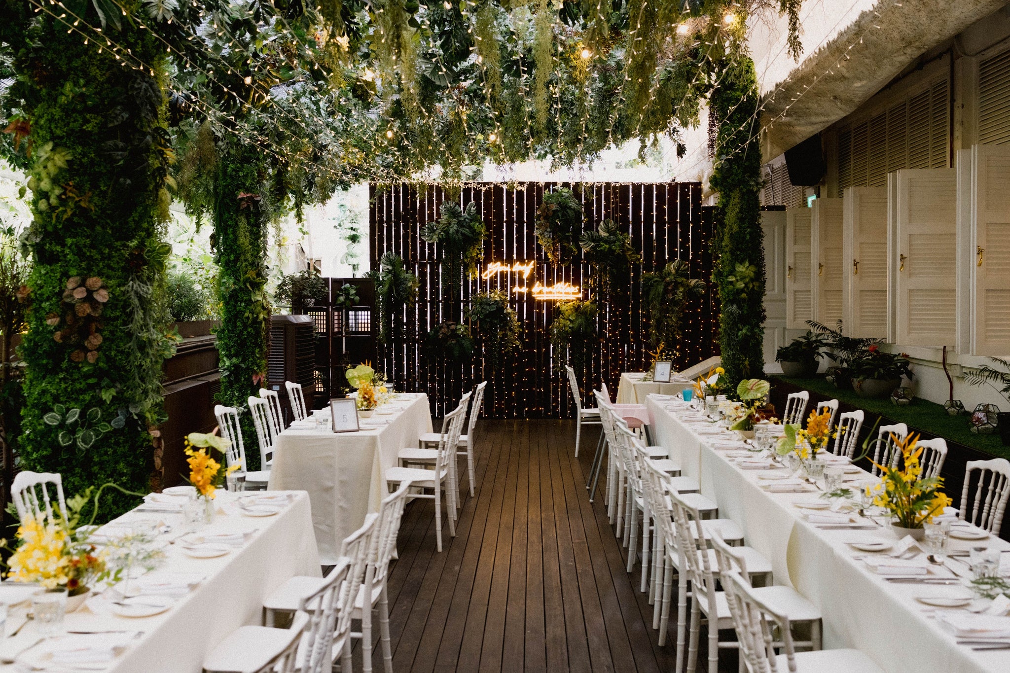 Bright, Vibrant, Tropical Ikebana Floral Table Centrepieces for Wedding at Botanico 12