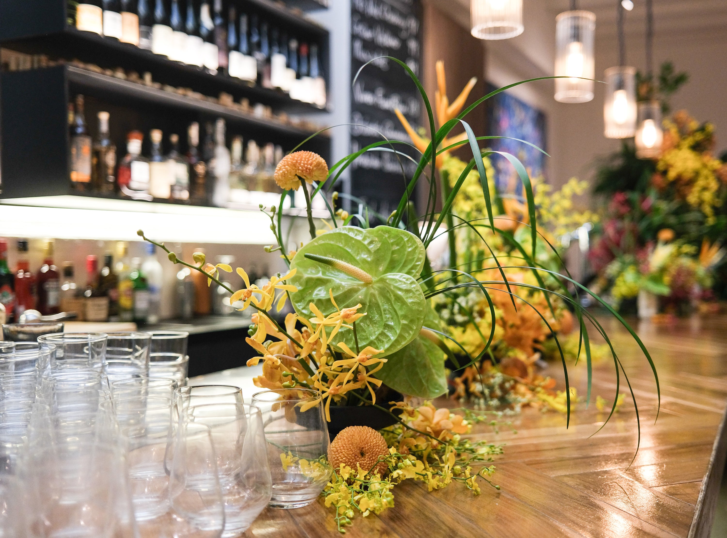 Botanical Tropical Floral Ikebana Table Arrangement for Private Dinner at 87 Wine Club 20