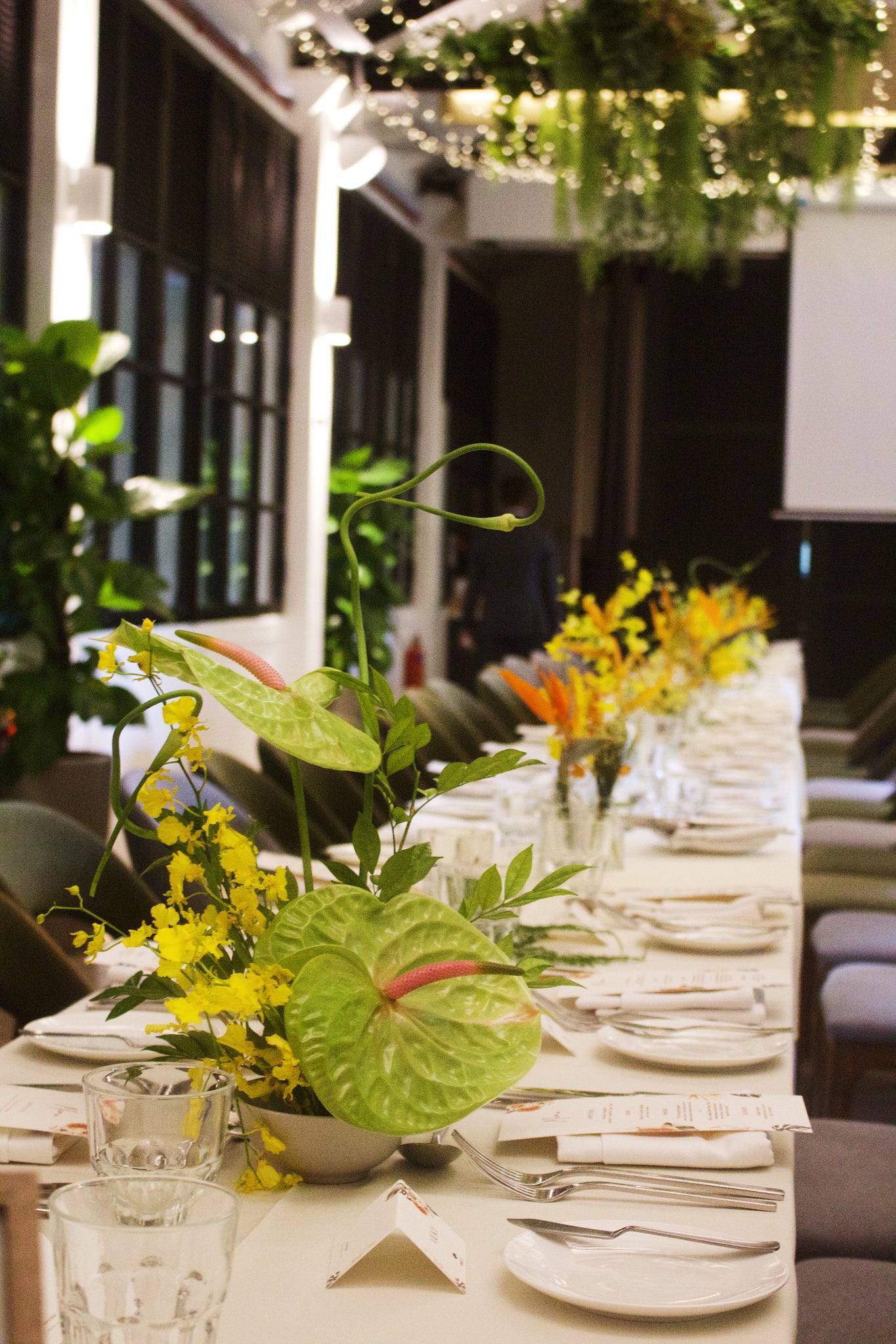 Bright, Vibrant, Tropical Ikebana Floral Table Centrepieces for Wedding at Botanico 07